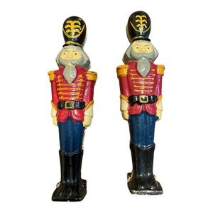 Vintage Nutcracker Toy Soldier Cast Iron Metal Handheld 7" Vintage Hand painted